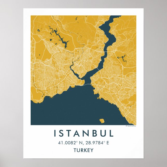 Anpassad stadskarta Istanbul Turkiet Väggkonst Aff (Framsidan)