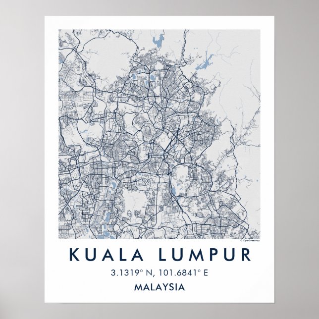Anpassad stadskarta Kuala Lumpur väggkonstaffisch Poster (Framsidan)