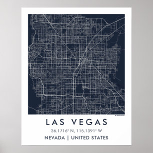 Anpassad stadskarta Las Vegas Nevada Väggkonst Aff