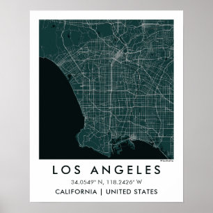 Anpassad stadskarta Los Angeles USA Väggkonst Affi