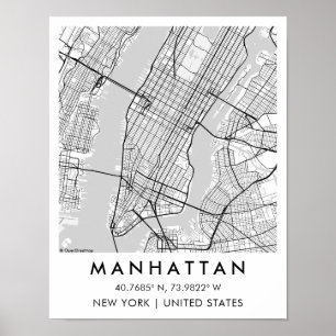 Anpassad stadskarta Manhattan New York Affisch