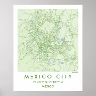 Anpassad stadskarta Mexico Väggkonstaffisch Poster
