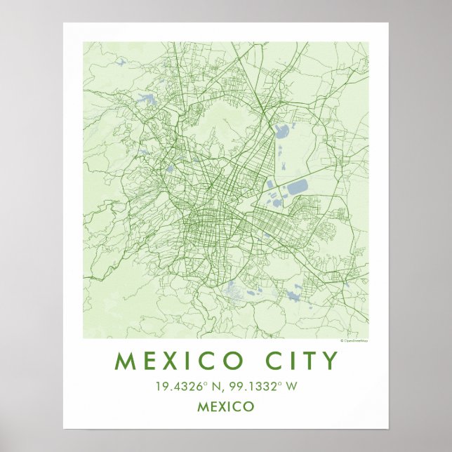 Anpassad stadskarta Mexico Väggkonstaffisch Poster (Framsidan)