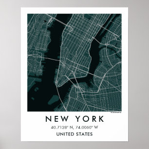 Anpassad stadskarta New York USA Väggkonst Affisch