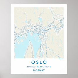 Anpassad Stadskarta Oslo Norge Väggkonst Poster