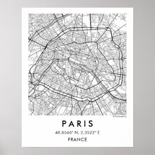 Anpassad stadskarta Paris Frankrike Affisch