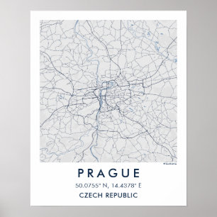 Anpassad stadskarta Prag Väggkonst Affisch