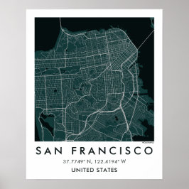 Anpassad stadskarta San Francisco Väggkonst Affisc