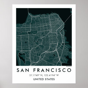 Anpassad stadskarta San Francisco Väggkonst Affisc