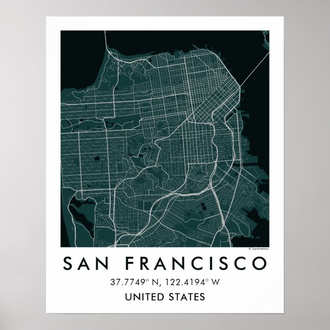 Anpassad stadskarta San Francisco Väggkonst Affisc (Framsidan)