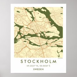 Anpassad Stadskarta Stockholm Sverige Väggkonst Af