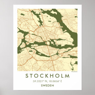 Anpassad Stadskarta Stockholm Sverige Väggkonst Af