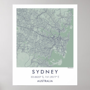 Anpassad Stadskarta Sydney Australien Affisch