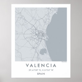 Anpassad stadskarta Valencia Spanien väggkonstaffi Poster