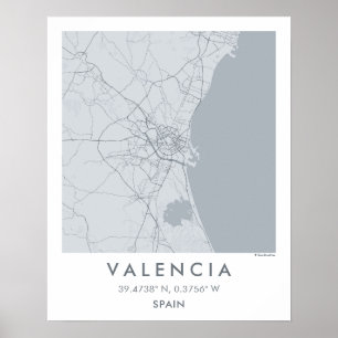 Anpassad stadskarta Valencia Spanien väggkonstaffi Poster