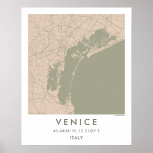 Anpassad stadskarta Venedig Italien Väggkonst Affi