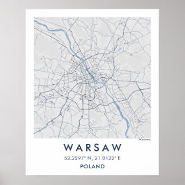 Anpassad stadskarta Warszawa Polen väggkonstaffisc Poster