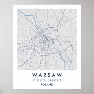 Anpassad stadskarta Warszawa Polen väggkonstaffisc Poster