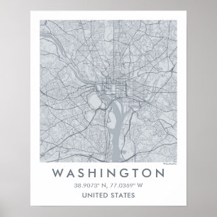 Anpassad stadskarta Washington DC Väggkonst Affisc