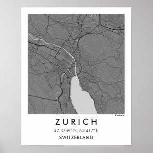 Anpassad Stadskarta Zürich Schweiz Väggkonstaffisc Poster