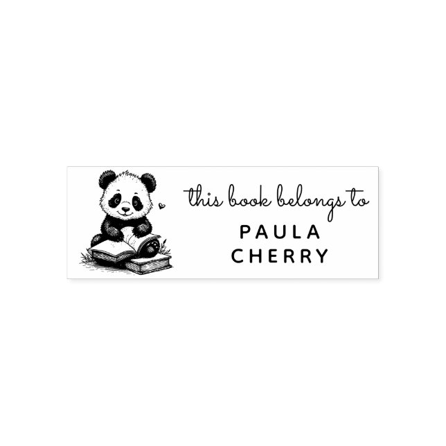 Anpassad stämpel för Baby Panda Läsare Ex Libris (Design)