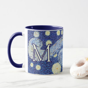 Anpassad stjärnnatt monogram Vincent Van Gogh kons Mugg