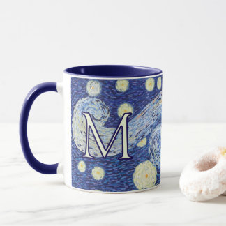 Anpassad stjärnnatt monogram Vincent Van Gogh kons Mugg