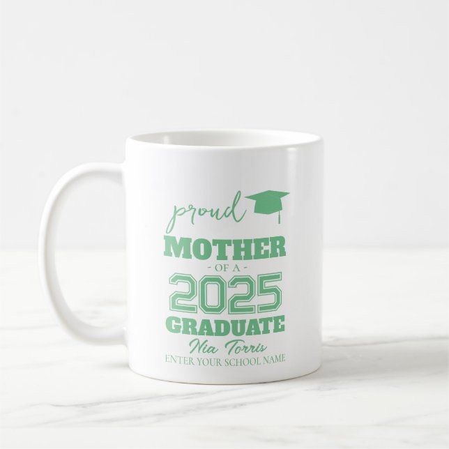 Anpassad stolt mamma till en examen 2025 kaffemugg (Vänster)