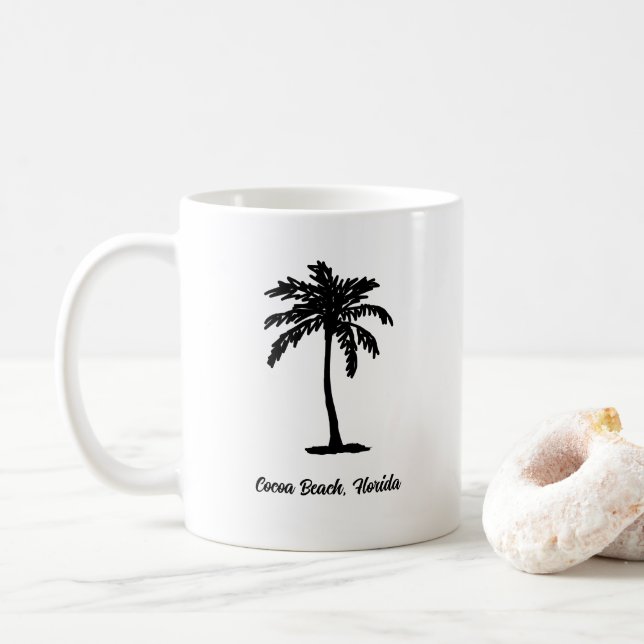 Anpassad Strand Palmträd Marin Kaffemugg (Med munk)