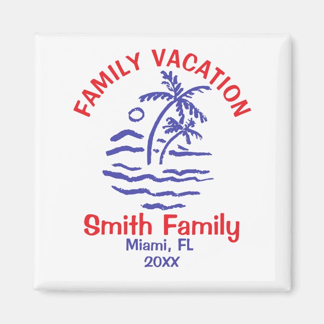 Anpassad strandfamiljesemester magnet (Framsidan)