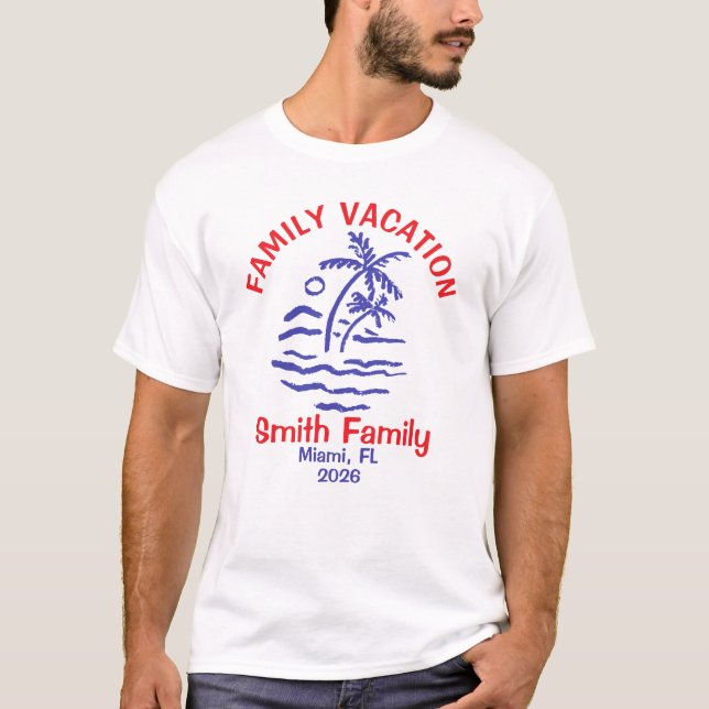 Anpassad strandfamiljesemester t shirt (Framsida)