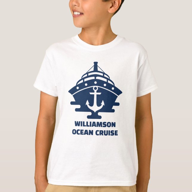 Anpassad strandkryssning nautisk ankar barnresa t shirt (Framsida)