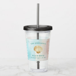 Anpassad strandtematiserad akryltumbler take away mugg