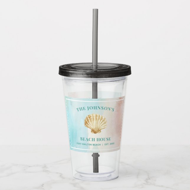Anpassad strandtematiserad akryltumbler take away mugg (Framsida)