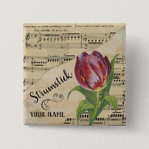 Anpassad Strumstick Tulip Vintage Lakan Music Knapp