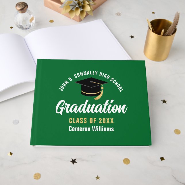 Anpassad Studentfest för grönt Vita Student Gästböcker (Framsida Öppen)