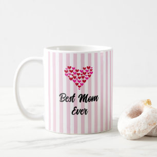 Anpassad Superbra Mamma någonsin Rosa Hjärtstreck Kaffemugg
