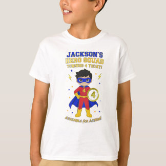 Anpassad Superhjälte Pojke 4-årsdag Hero Squad  T Shirt