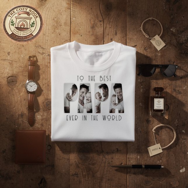 Anpassad Superpappa Foto Collage T Shirt (Skapare uppladdad)