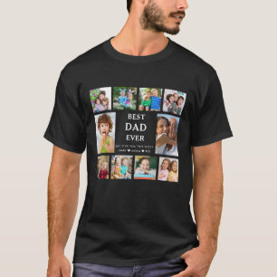 Anpassad Superpappa någonsin 10 Foto Collage Svart T Shirt