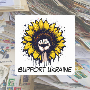 Anpassad support för solros och fist i Ukraina Fyrkantigt Klistermärke