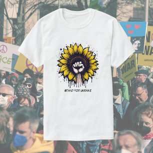 Anpassad support för solros och fist i Ukraina T Shirt