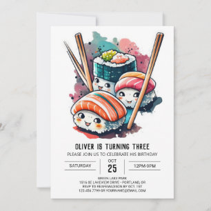 Anpassad Sushi Party Födelsedag Inbjudningar