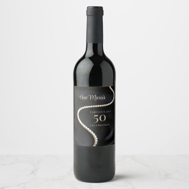 Anpassad svart 50 och fantastisk vinflaska etikett (Framsida)