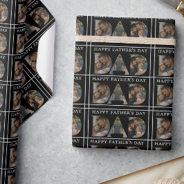 Anpassad svart faderns fotokollage Glad fars dag Presentpapper