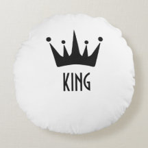 Anpassad svart färg Crown King Text Rund Kudd