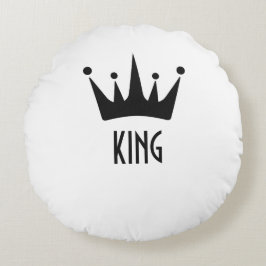 Anpassad svart färg Crown King Text Rund Kudd Kudde