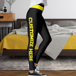 Anpassad svart gul kattdjur älskare specialdesigna leggings