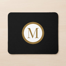 Anpassad svart & guld centrumsigill monogram musmatta