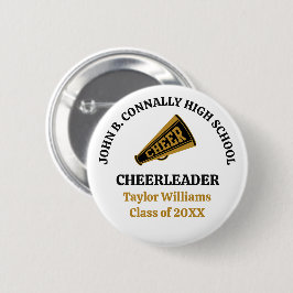 Anpassad Svart Guld för High School Cheerleader Knapp